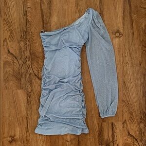 Jump Apparel Glitter One Shoulder Ruched Mini Dress